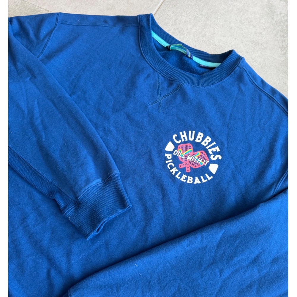 Chubbies Pickleball Dill With It Graphic Sweatshirt Blue Mens XL Crewneck
